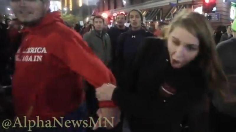 WATCH: Female Trump Supporter Sucker Punched By Left-Wing Protester