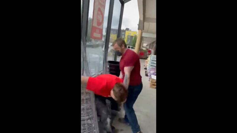 WATCH: Lunatic Employee Attacks Customer with Bat for Not Wearing Mask