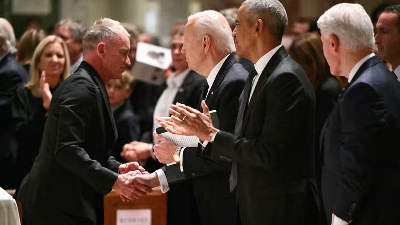 Biden Attends Ethel Kennedy Memorial With Clinton and Obama